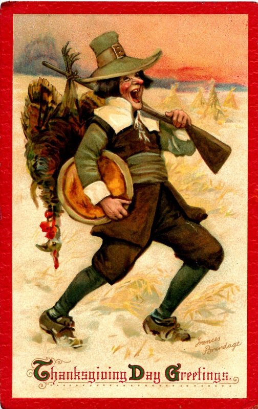 Greeting - Thanksgiving. Artist: F. Brundage  (Gabriel Series 130)