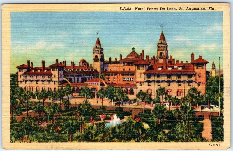 c1940s St. Augustine FL Hotel Ponce de Leon Moor Spanish Architecture Linen A288