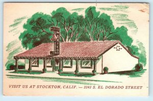 STOCKTON, California CA  Roadside MEXICO CAFE c1950s San Joaquin County Postcard