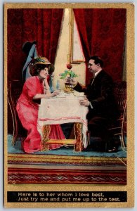 Vtg Romance Here Is To Her Whom I Love Best Romantic 1910s Old Postcard