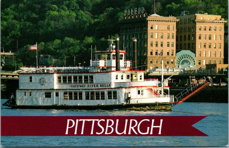 Vtg Touring Pittsburgh by Riverboat Gateway River Belle Pennsylvania PA Postcard