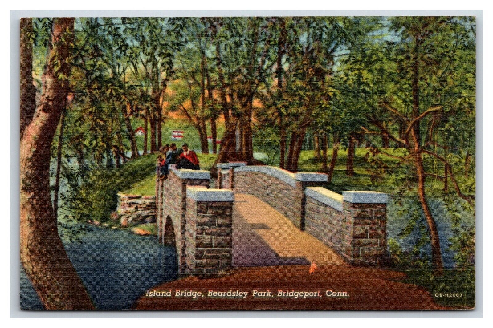 Island Bridge Beardsley Park Bridgeport Connecticut CT UNP Linen