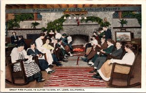 Great Fire-Place Ye Alpine Tavern in Mt. Lowe, California People Rocking Chairs