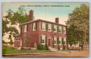 Kennebunkposrt Maine~Louis T Graves Memorial Library~1930s Postcard