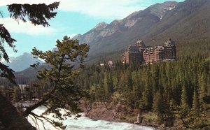 Vintage Postcard Canadian Rockies The Banff Strings Hotel Bow River Canada