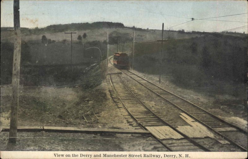 Derry New Hampshire NH Manchester Street Railway RR Train c1910 Postcard