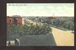 ENID OKLAHOMA WEST MAIN STREET VINTAGE POSTCARD BROUGHTON KS #4 DOANE CANCEL