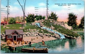 1940s Monkey Island Washington Park Milwaukee Wisconsin Postcard