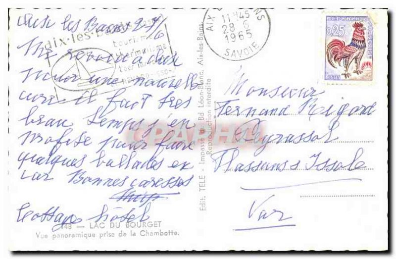 Postcard Old Lake Bourget panoramic view from the Chembotte