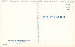 Postcard 1959 Three little pigs big bad wolf comic art