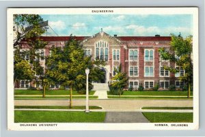 Norman OK, Oklahoma University, Engineering Building, Vintage c1942 Postcard