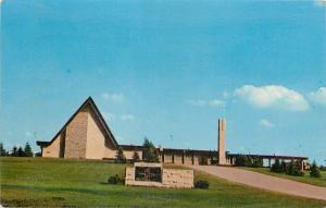 Burlington Wisconsin~Cross Lutheran Church Campus~Bell Tower~Sign~1950s Postcard