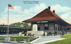 WWII Memorial, West Frankfort, Illinois, USA Train Railroad Station Depot Unu...