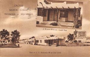 Tucumcarl New Mexico Cactus Motor Lodge Street View Antique Postcard K36220