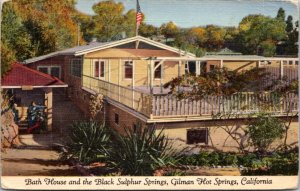 Linen Postcard Bath House Black Sulphur Springs Gilman Hot Springs California