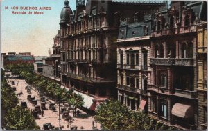 Argentina Buenos Aires Avenida de Mayo Vintage Postcard C093