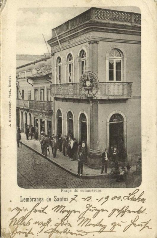 brazil, SANTOS, Praca do Commercio (1900) Bidschovsky