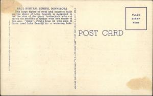 Bemidji MN Giant Paul Bunyan Statue Roadside Linen Postcard