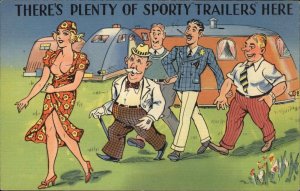Pretty Woman Risque Outfit Comic Campground Pervert Men 1930s-50s Vintage PC
