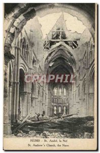 Reims - St Andre - The Nave - in Ruins - Old Postcard