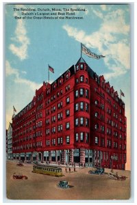 c1910 Best Hotel Streetcar Classic Cars Road Spalding Duluth Minnesota Postcard