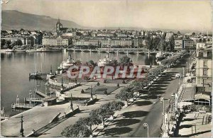 Modern Postcard Geneva Quai du Mont Blanc overlooking the City