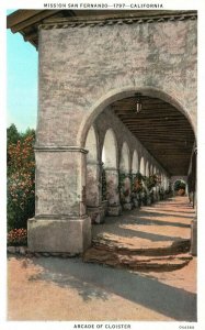 Vintage Postcard Arcade of Cloister Mission San Fernando California CA