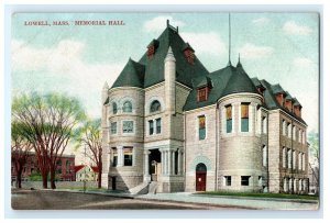 Memorial Hall Lowell MA Massachusetts Postcard (CC19)