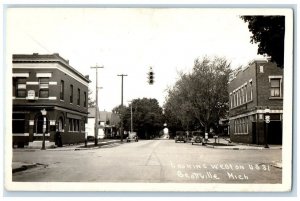 c1920's Looking West On US 31 State Bank View Scottsville MI RPPC Photo Postcard