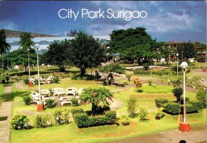 Surigao, Philippines  CITY PARK  Benches~Trees  BIRD'S EYE VIEW   4X6 Postcard