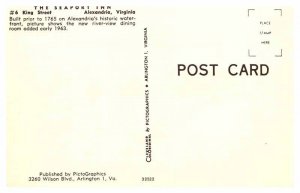 Postcard RESTAURANT SCENE Alexandria Virginia VA AQ5429