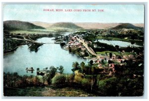 1908 Lake Como From Mt. Tom Bridge Dirt Road Houses Hokah Minnesota Postcard