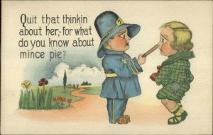 Little Boy Police Officer Cop Shoves Billy Club in Boy's Face c1915 Postcard