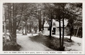 Santa's Village Muskoka Ontario ON Santa Snowbo c1955 Thatcher RPPC Postcard F47