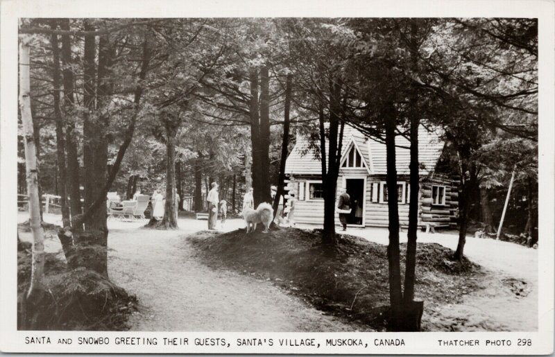 Santa's Village Muskoka Ontario ON Santa Snowbo c1955 Thatcher RPPC Postcard F47