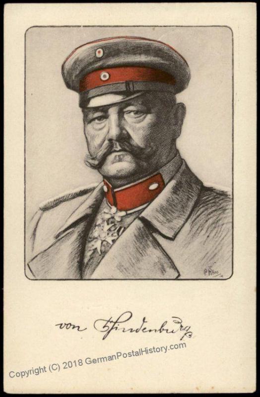 Germany WWI General von Hindenburg Feldpost Patriotic PPC 69991