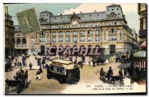 Postcard Old Paris Saint Lazare train station side of the court of Le Havre