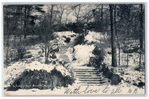 1906 Franklin Park Boston Massachusetts MA, Winter Snow Rotograph Postcard