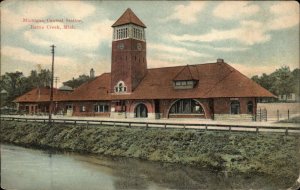 BATTLE CREEK MI Michigan Central Train Depot c1910 Postcard