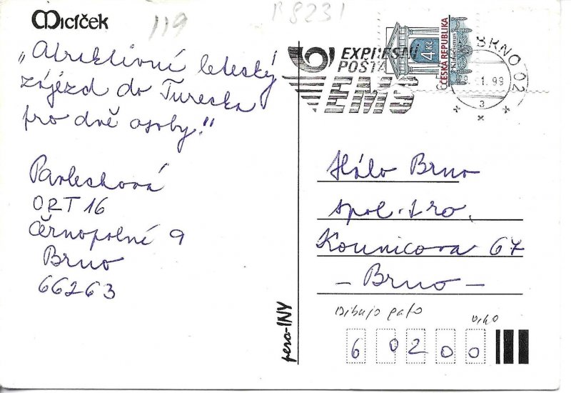 Cat. Micicek Modern Czech artist drawn postcard