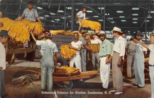 Lumberton North Carolina Unloading Tobacco for Auction Vintage Postcard AA64034