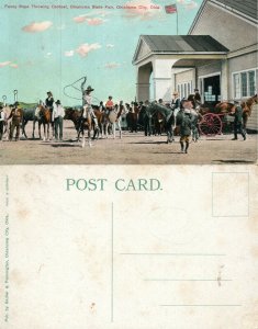 OKLAHOMA CITY OKLAHOMA STATE FAIR FANCY ROPE THROWING CONTEST ANTIQUE POSTCARD