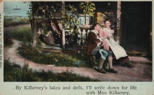 Vintage Postcard 1908 Lovers Couple At Killarney's Lakes And Dells Sweet Romance