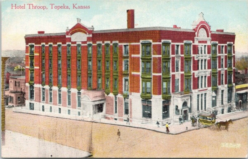 Topeka KS Hotel Throop Unused Arthur Capper Postcard G21