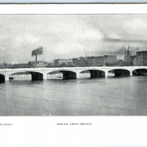 Pre-1907 Waterloo, IA Melan Arch Bridge Litho Photo Postcard 4th St Unposted A46