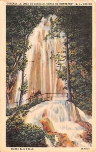 Horse Tail Falls Cerca de Monterrey Mexico Tarjeta Postal 1937 Missing Stamp 