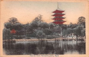 Pagoda front SarUSA wa Pond Nara Japan Unused 