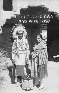 J45/ Colorado Springs RPPC Postcard c40s Native American Chief Ca-Pinga 373
