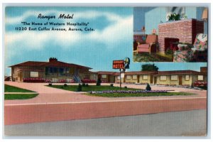Aurora Colorado Postcard Ranger Motel Building Multi-View c1940 Vintage Antique