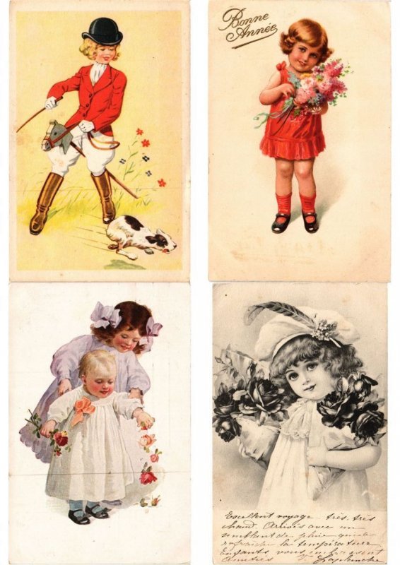 CHILDREN GREETINGS Mostly ARTIST SIGNED 100 Vintage Postcards (PART 18.) (L6155)